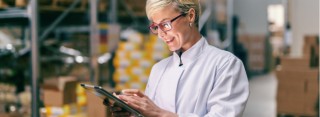 business women standing in warehouse